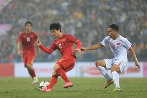 Trận đấu giao hữu giữa tuyển Việt Nam và U-22 Việt Nam. ẢNH: NGỌC DUNG