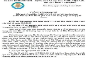 Kết quả xét nghiệm của 2 người bị cách ly ở Kon Tum