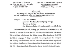 Đại học Tây Nguyên cho sinh viên tạm nghỉ học