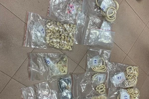 Trang sức được làm từ ngà voi được Công an thu giữ tại nhà Phương. Ảnh: AĐ