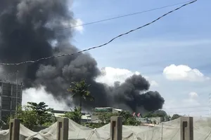 Công ty gỗ tại Bình Dương bốc cháy giữa trưa