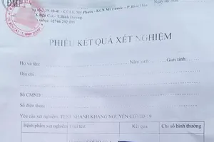 1 điều dưỡng tại Bình Dương ‘tuồn’ giấy xét nghiệm COVID ra ngoài bán