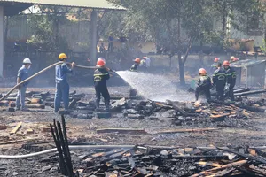 Đà Nẵng: Cháy lớn thiêu rụi bãi gỗ một công ty