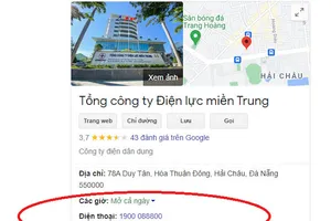 Giả mạo tổng đài chăm sóc khách hàng Điện lực miền Trung