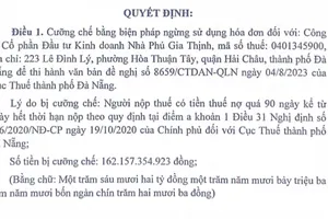 Nợ thuế hơn 162 tỉ đồng, Công ty Phú Gia Thịnh bị cưỡng chế
