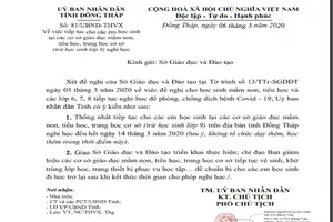 Công văn của UBND tỉnh Đồng Tháp