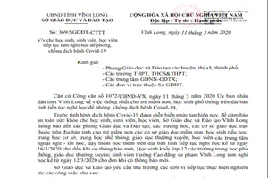 Thông báo của Sở Giáo dục và Đào tạo Vĩnh Long