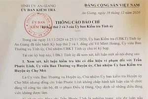 An Giang: Cách chức một Ủy viên Ban Thường vụ Huyện ủy Chợ Mới