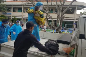 Công an hỗ trợ mẹ bầu song sinh trong khu cách ly ở An Giang đến bệnh viện 