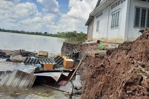 Cận cảnh vụ sạt lở bờ sông Cổ Chiên kinh hoàng 