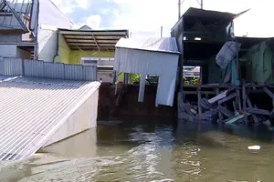 8 căn nhà sụp xuống sông vì sạt lở