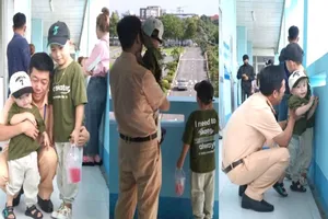 Đồng Tháp: CSGT trông con giúp thí sinh thi sát hạch lái xe