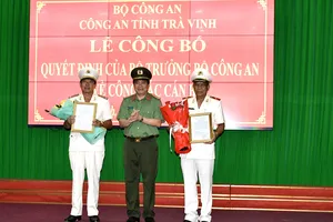 Công an tỉnh Trà Vinh công bố quyết định nghỉ hưu đối với 2 Phó Giám đốc Công an tỉnh