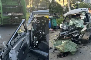 Ô tô tông đuôi xe chở rác đang dừng, 2 người tử vong