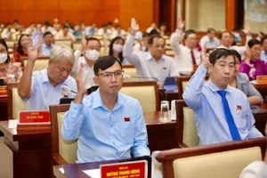 Các đại biểu HĐND TP.HCM biểu quyết thông qua dự án. Ảnh: NGUYỆT NHI