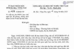 ​Bà Rịa-Vũng Tàu: Tiếp tục cho HS, SV nghỉ hết tháng 2-2020