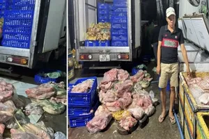 Phát hiện hơn 4 tấn thịt heo bốc mùi hôi thối chuẩn bị làm giò chả bán cho quán ăn