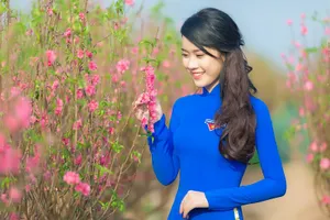 Ngắm Á khôi Nữ sinh viên VN duyên dáng bên hoa đào