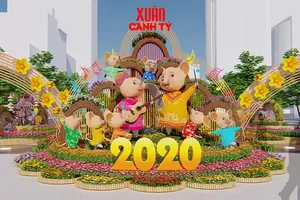 Bất ngờ với phối cảnh đường hoa tết Nguyễn Huệ 