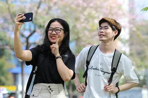 Kèn hồng nở sớm, giới trẻ đội nắng tìm chỗ check-in ở SG