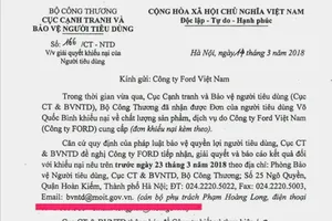 Vụ xe bị lỗi, Bộ Công thương yêu cầu Ford VN giải quyết