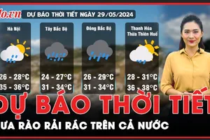 Dự báo thời tiết 29-5: Cảnh báo mưa giông và mưa rào rải rác tại nhiều khu vực trên cả nước 