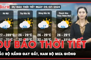 Dự báo thời tiết 9-7: Nắng nóng gay gắt ở Bắc Bộ và Trung Bộ, Nam Bộ mưa tiếp diễn về chiều