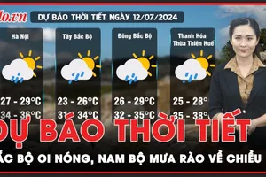 Dự báo thời tiết 12-7: Bắc Bộ ngày nắng nóng; Nam Bộ trời âm u, mưa rào về chiều tối 