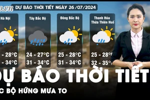 Dự báo thời tiết 26-7: Tây Bắc Bộ và Bắc Trung Bộ có mưa to tại nhiều khu vực