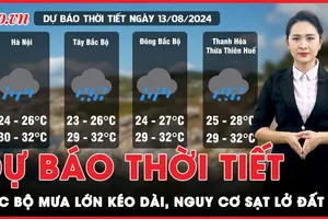 Dự báo thời tiết 13-8: Bắc Bộ mưa lớn kéo dài, nguy cơ sạt lở đất; Nam Bộ chiều tối có mưa