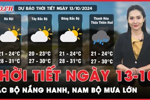 Thời tiết ngày 13-10: Bắc Bộ nắng hanh, Nam Bộ và Nam Tây Nguyên hứng mưa lớn