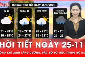 Thời tiết ngày 25-11: Không khí lạnh tăng cường, Bắc Bộ tới Bắc Trung Bộ mưa to 