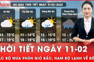 Thời tiết ngày 11-02: Bắc Bộ mưa phùn gió bấc, Nam Bộ lạnh về đêm