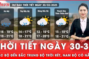 Thời tiết ngày 30-3: Bắc Bộ đến Bắc Trung Bộ trời rét, Nam Bộ ngày nắng, đêm có mưa giông