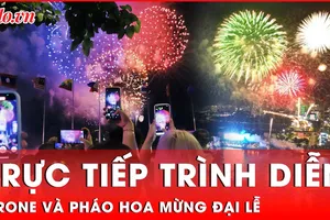 🔴TRỰC TIẾP: Trình diễn thiết bị bay không người lái (drone), bắn pháo hoa nghệ thuật mừng đại lễ 30-4