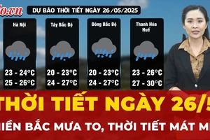 Thời tiết ngày 26-5: Miền Bắc mưa giông, nhiệt độ giảm nhẹ, trời mát 