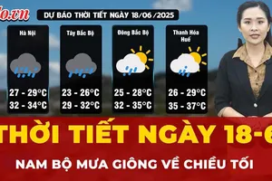 Thời tiết ngày 18-6: Miền Bắc mưa lớn, Nam Bộ tiếp tục có giông vào chiều tối