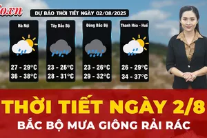 Thời tiết ngày 2-8: Bắc Bộ mưa giông rải rác, Trung Bộ tiếp tục nắng nóng gay gắt
