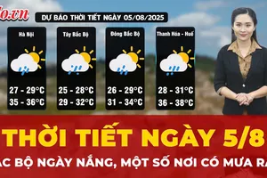 Thời tiết ngày 5-8: Bắc Bộ ngày nắng, vùng núi và trung du có mưa rào rải rác