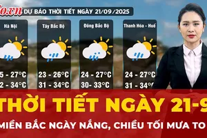 Thời tiết ngày 21-9: Miền Bắc ngày nắng, chiều tối mưa to 