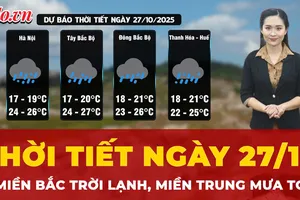 Thời tiết ngày 27-10: Không khí lạnh tăng cường, miền Bắc trời lạnh, miền Trung mưa to