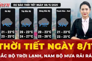 Thời tiết ngày 8-11: Miền Bắc mưa rải rác, đêm và sáng trời lạnh; Nam Bộ có mưa rào