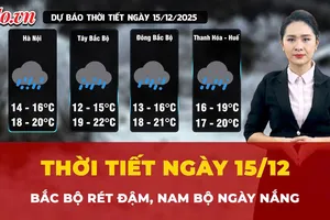 Thời tiết ngày 15-12: Bắc Bộ rét đậm, Nam Bộ nắng ấm