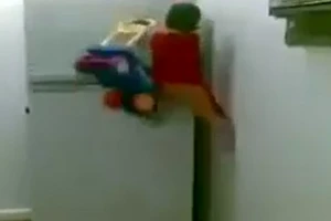 Kinh ngạc xem người nhện tí hon trèo lên tủ lạnh