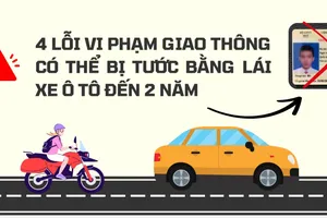4 lỗi vi phạm giao thông có thể bị tước bằng lái xe ô tô đến 2 năm