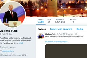 Twitter khóa tài khoản giả mạo Tổng thống Putin