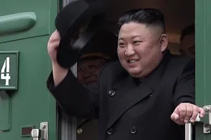 Nhà lãnh đạo Triều Tiên Kim Jong-un lúc đến Nga. Ảnh: SPUTNIK