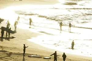 Người dân tới bãi biển Bondi (Úc) lướt sóng sau khi bãi biển mở cửa trở lại. Ảnh: REUTERS