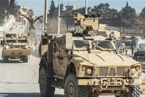 Đoàn xe quân sự Mỹ tới tỉnh Al-Hasakah ở đông bắc Syria hôm 5-3-2020. Ảnh: AFP