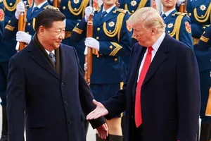 Chủ tịch Trung Quốc Tập Cận Bình (trái) và người đồng cấp Mỹ Donald Trump tại Bắc Kinh năm 2017.